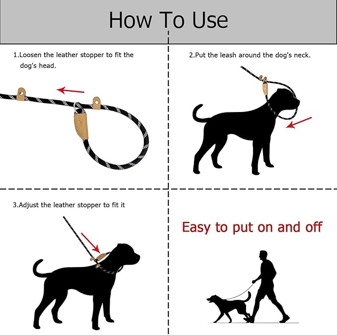 Slip Lead Rope Dog Leash Heavy Duty for Training, Nylon Strong Slip Leads for Dogs 6 Ft X 1/2 Inch,Comfortable Training Leash for Medium Large Dogs