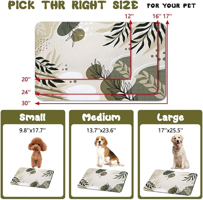 Bohemia Tropical Leaves Pet Feeding Mats - Waterproof, Absorbent Dog Cat Food and Water Bowl Mats - 12 * 20 inch