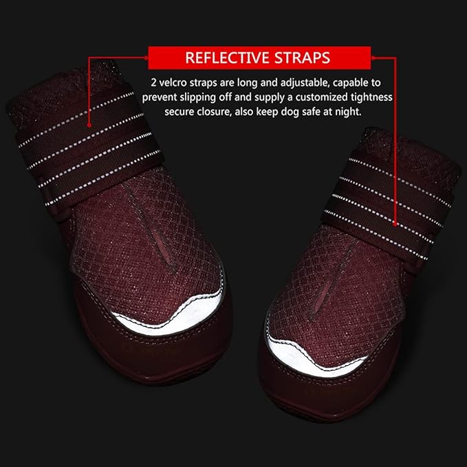 QUMY 4PCS Dog Boots for Large Dogs, Medium Dog Shoes & Paw Protectors for Hot Pavement, Summer Heat Protection, Mesh Breathable Nonslip Dog Booties for Hardfloors, Walking Running Hiking Pink Size 2