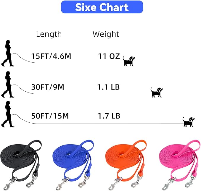 100FT Extra Long Waterproof Leash for Dogs Training, Long Dog Leash Heavy Duty Lead for Large Medium Small Dogs Outside Walking, Playing, Camping, or Yard(Orange)