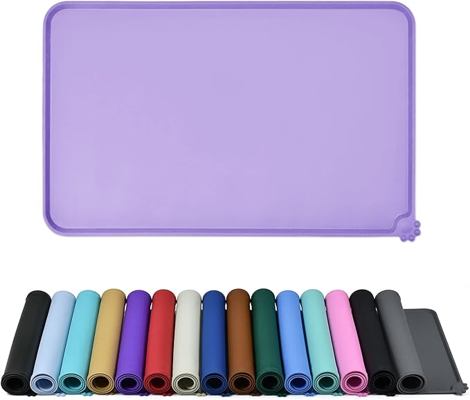 Reopet Waterproof Pet Feeding Mat with High Raised Edges, Heavier and Thicker Placemats for Cat Dog Water Bowl with BPA Free, Dogs Cats Food Mats for Messy Drinkers to Prevent Spill and Protect Floors