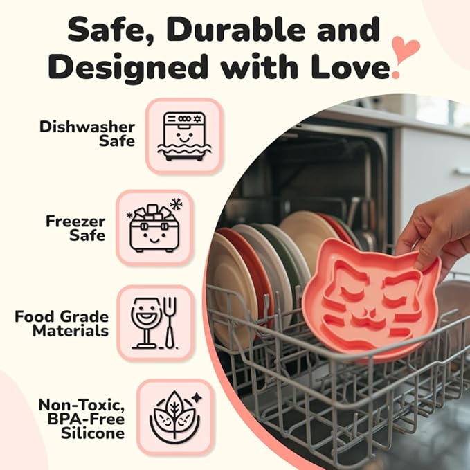 Snuggli Slow Feeder Cat Bowl | Cat Puzzle Feeder for Slow Eating, Mental Enrichment, Digestion, & Bloat Relief | Non-Slip Silicone, Dishwasher Safe, 1 Cup (Coral)
