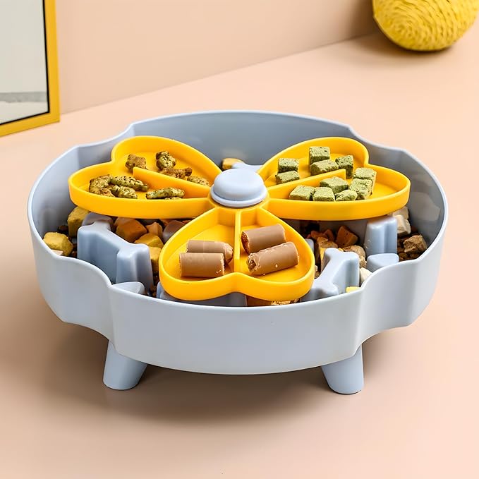 Elevated Slow Feeder Bowl for Cats and Dogs - Raised Puzzle Food Dish with Non-Slip Stand, Anti-Choke Maze Design for Fast Eaters, Indoor Pets - Improves Digestion for Kittens, Puppies (Blue)