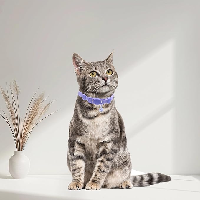 Breakaway Cat Collar with Bell, Safety Buckle Kitten Collar, Elastic Strech Quick Release, Adjustable Lightweight Collars for Girl Boy Cats, Pet Supplies, Accessories, Gifts Purple