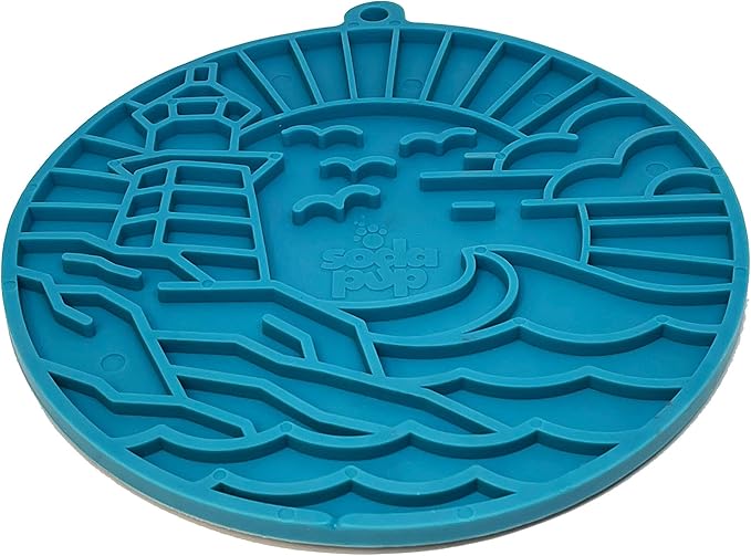 SodaPup Lighthouse eMat – Durable Enrichment Feeder with Suction Cups Made in USA from Non-Toxic, Pet-Safe, Food Safe Rubber for Mental Stimulation, Avoiding Overfeeding, Calming, & More