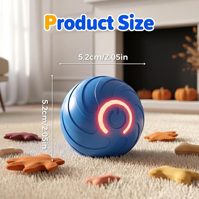 Shaky Ball for Dogs, 2026 Interactive Dog Toys Balls, 2.05‘’ x 2.05'' Automatic Moving Dog Toy, Automatic Rolling Ball, Vibrating Dog Balls Toy for Puppy Small Medium Dogs (B - Blue * 2pcs)