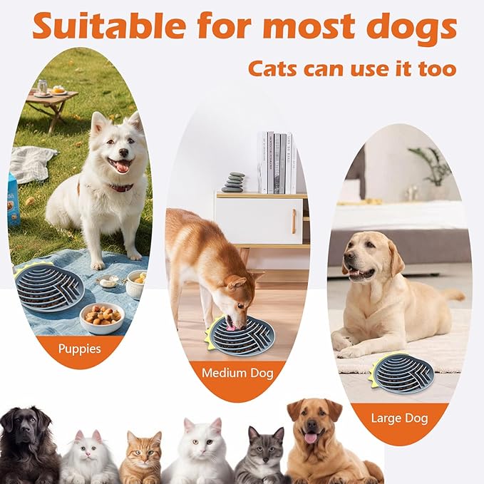 Slow Feeder Dog Bowls, Silicone Dog Slow Feeder, 8.6" L×6.5" W×1.4" H Pet Bowls for Dogs and Cats to Prevent Choking, Non-Slipping Pet Bowl for Dry Wet Food, Dogs Accessories(Blue)