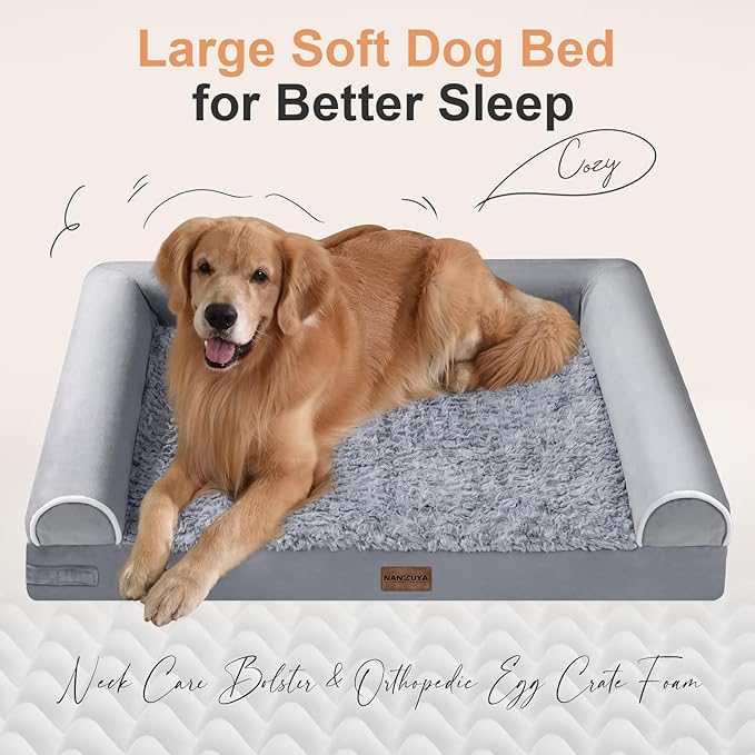 Medium Large Dog Bed Orthopedic Washable: Beds Bolster Medium Large Sized Dog Bed Egg Crate Foam Couch Sofa Waterproof with Removable Cover