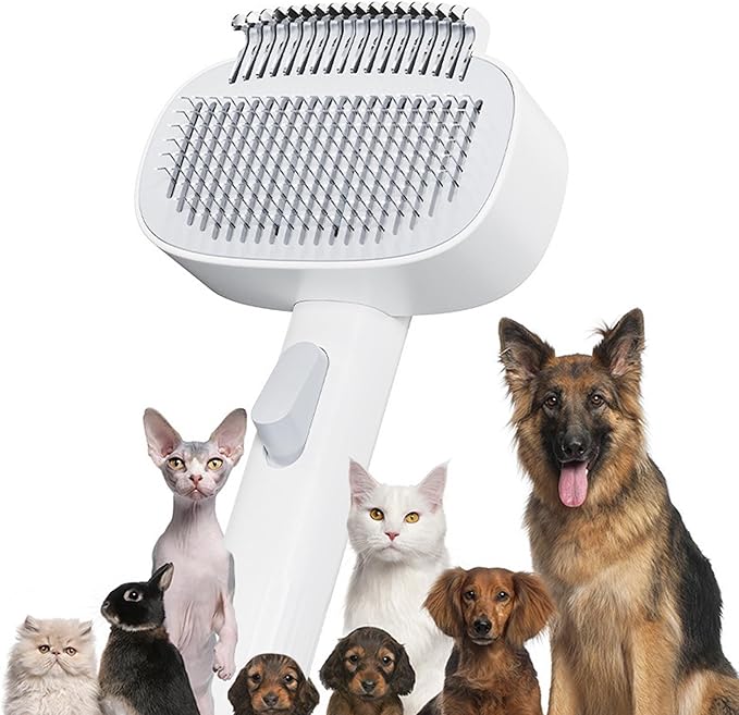 Tyenaza Cat Grooming Brush, Pets Skin Friendly Self Cleaning Slicker Massage Brushes for Shedding Dogs Cats Hair