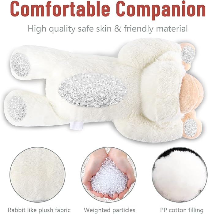 Niuniu Daddy 20" | 3.3 Pound Monkey Weighted Stuffed Animals, Large White Monkey Pillowfort Plush Lap Animal Toys for Kids Adults, Giant Plushy Body Pillow for Gifts Birthday Christmas Holiday
