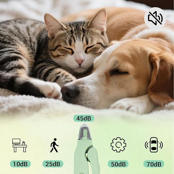 2-in-1 Dog Nail Clippers Trimmers with LED Lights & USB Charging, Electric Dog Nail Grinder for Large Medium Small Dogs Cats Pets（Green）