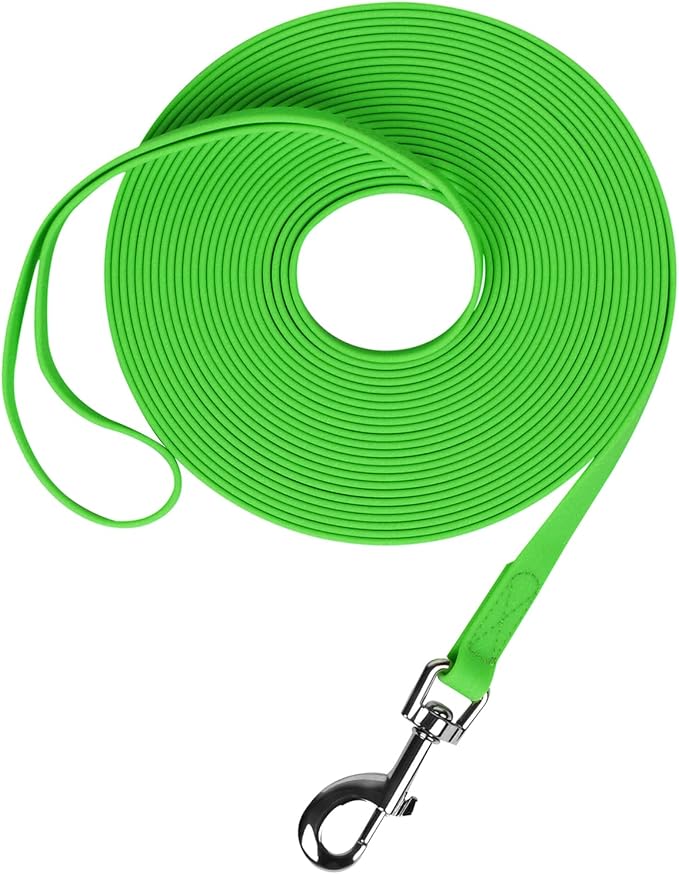 Waterproof Long Leash Durable Dog Recall Training Lead Great for Outdoor Hiking, Training, Yard, Beach and Swimming (Green, 15ft)