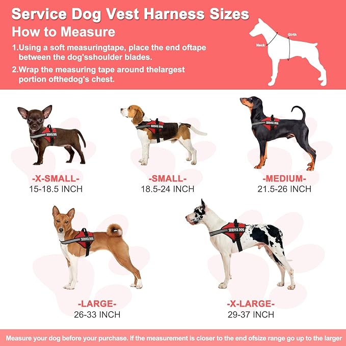 VOOPET Service Dog Vest Harness+ ID Tag and Leash Set+6 Patches,No Pull&Adjustable Reflective Dog Harness for Training,Suitable for Small Medium and Large Dogs.