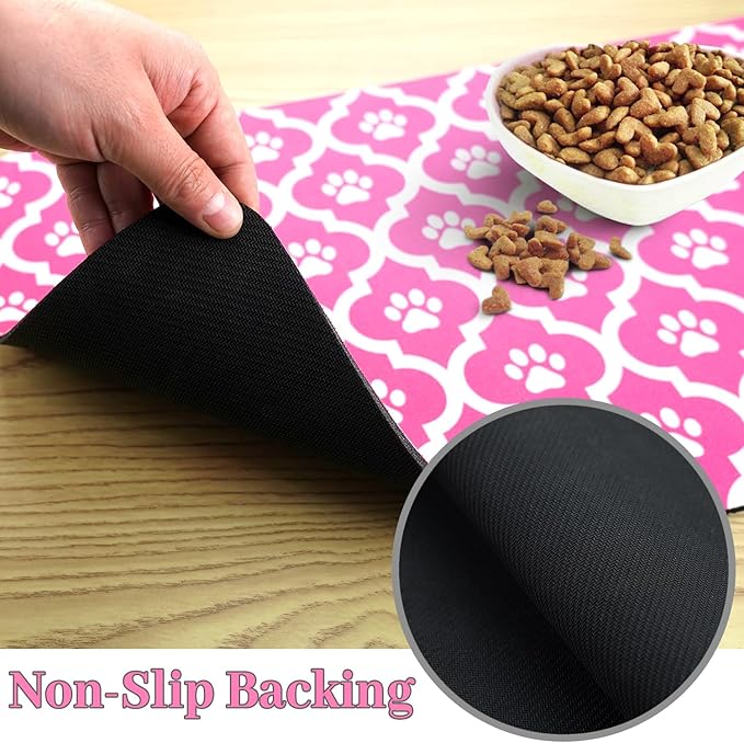 Dog Food Mat 24X32 Inch Pet Feeding Absorbent Mats for Floor Cat Water Bowl Placemats Non-Slip Washable Dog Mat for Food and Water