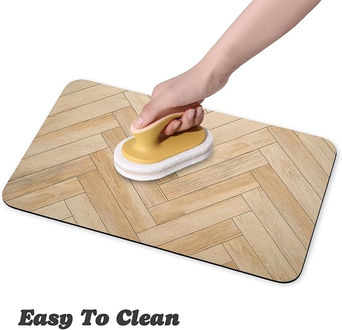 Dog Food Mats for Floors Waterproof, Dog Cat Water Bowl Mats Pet Feeding Absorbent Mat Dog Cat Pet Placemats for Food and Water Wood 17 * 30 inch