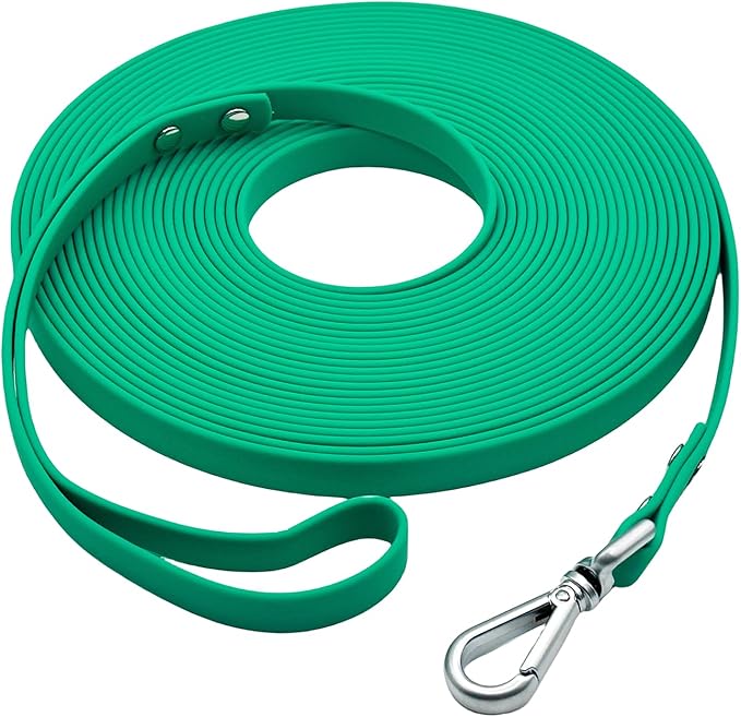 Dog Training Long Leash Waterproof Long Line Heavy Duty Outdoor Recall Lead 10ft 15ft 20ft 30ft 50ft for Small Medium Large Dog (Dark Green, 20FT)