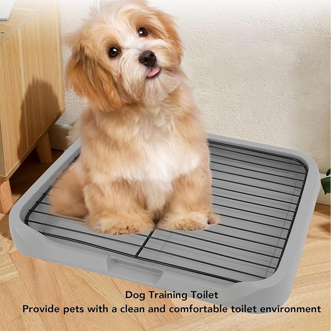 Jspondivague Dog Training Toilet with Removable Mesh Tray, Puppy Potty Training Tray for Small Medium Dogs, Sturdy Stable Structure Prevents Tipping, Indoor Dog Litter Box with Shovel and Net F