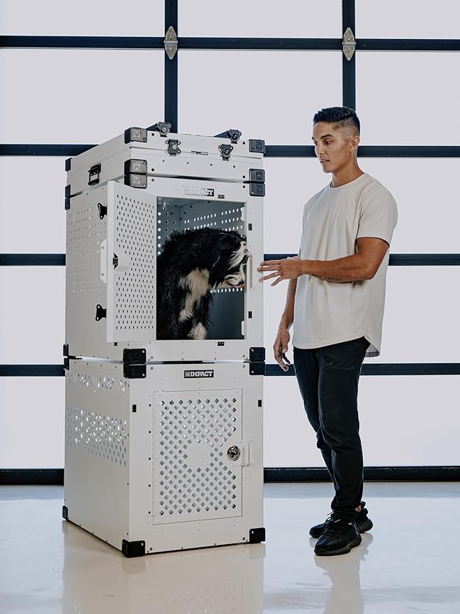 Impact Indestructible High Anxiety Dog Crate for Medium Dogs - Heavy Duty Escape Proof Indoor Dog Kennel with Powder-Coated Aluminum - Ideal for Escape Artists (Black, 30" (30.5" L x 20.5" W x 26" H)