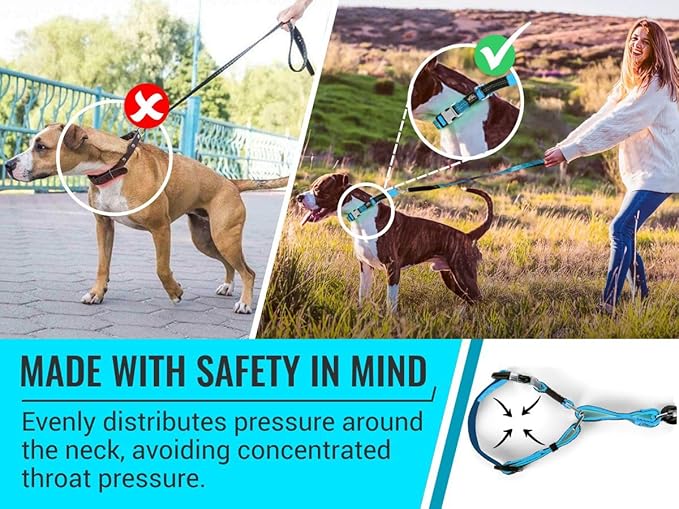 Black Martingale Collar for Dogs - Heavy Duty Nylon Pet Collars for Escape-Free, No Pull Training & Walking with Alloy Metal Release Buckle & Reflective D Ring, One Time Adjustment, Safe & Secure, XL