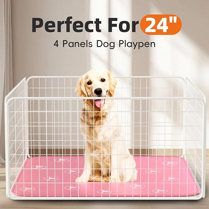 PJYuCien Washable Dog Playpen Mat, 2 Pack 36”x 36” Pink, Leak-Proof Reusable Puppy Pee Pads, Non-Slip Pee Mat for Whelping Pads, Crate, Potty Training, Puppy (Note: Mat Only, Playpen Not Included)