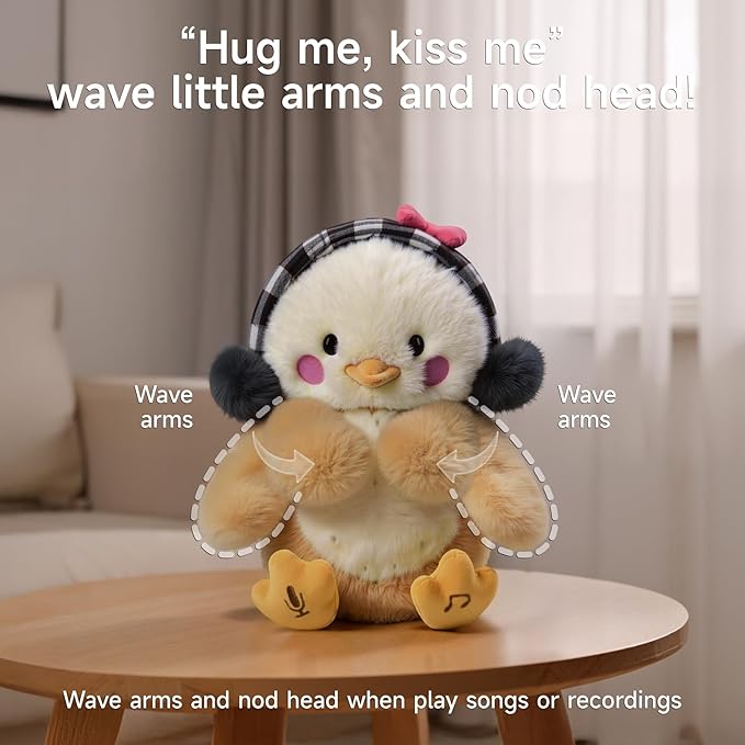TUMAMA Dancing Talking Chicken Toy, Hug Me Kiss Me Electronic Pet Soft Plush Chick Toy, Singing, Recording, Repeating, Baby Toddler Interactive Toys for Boys Girls Gifts