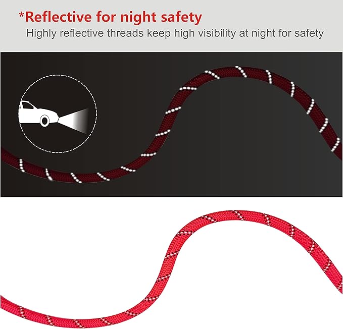 Dog Leash Heavy Duty 6ft, Double Handle Dog Leash with Padded Handle for Traffic Control, Reflective Rope Leashes for Large and Medium Dogs Night Control Safety Training (Red)