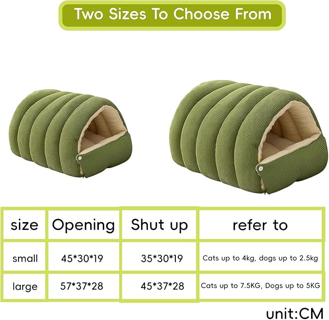Cat Cave Bed, Cat Winter Cave, Cute Cats Beds for Indoor, Disassembled Design for Easier Cleaning, with Hair Remover, Suitable for Cats and Small Dogs