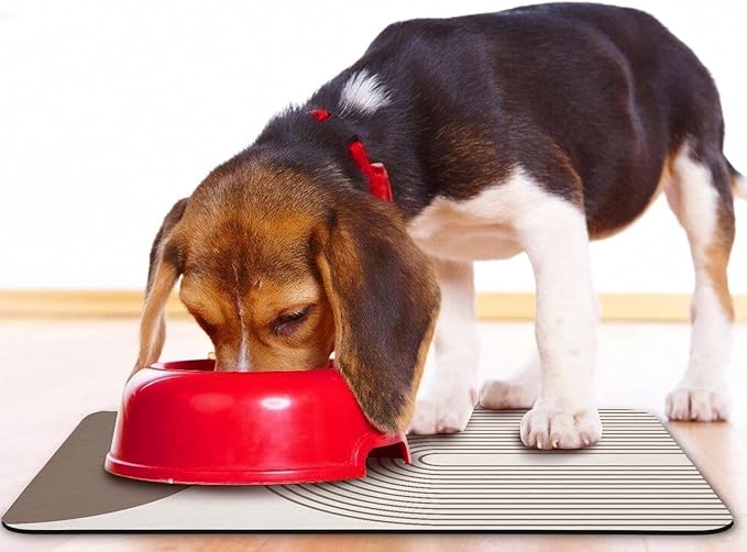 Dog Food Mats for Floors Waterproof, Cat Water Bowl Mats Pet Feeding Absorbent Mat Placemats for Food and Water Brown Bohemia 17 * 30 inch