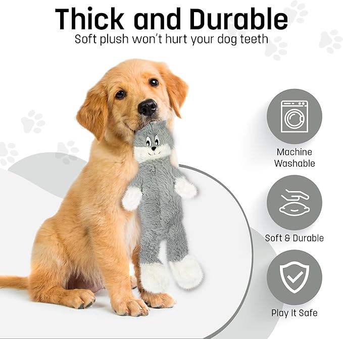 FGA MARKETPLACE Grey Rabbit Dog Toy Flat NO Stuffing NO Squeak, Funny Style Will Entertain Your Pet for Hours, Recommended for Small and Medium Dog 21 INCH Long