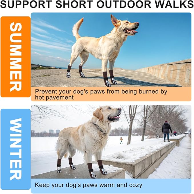 BEAUTYZOO Dog Socks, Non Slip Dog Socks to Prevent Licking Paws -Dog Shoes for Hot/Cold Pavement, Dogs Boots & Paw Protectors, Doggie Booties for Hardwood Floors, Small Medium Large Senior Dogs