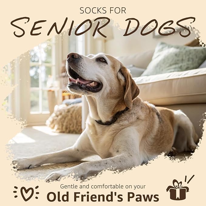 SCENEREAL Anti Slip Dog Socks to Prevent Licking Paws, Dog Booties & Paw Protectors for Hot Pavement Hardwood Floors, Traction Control for Small Medium Large Senior Dogs, Grey XS