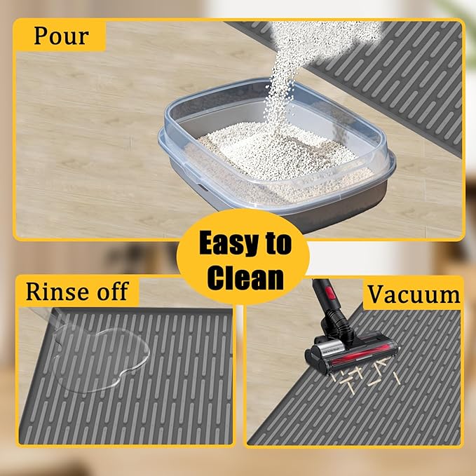 Ultibe 40"x30"(100cmx75cm) Extra Large Silicone Cat Litter Mat, XXL Litter Trapping Mat for Under Litter Box, Non-Slip Waterproof Kitty Litter Catcher, Easy to Clean Mat for Cats, Lake Blue