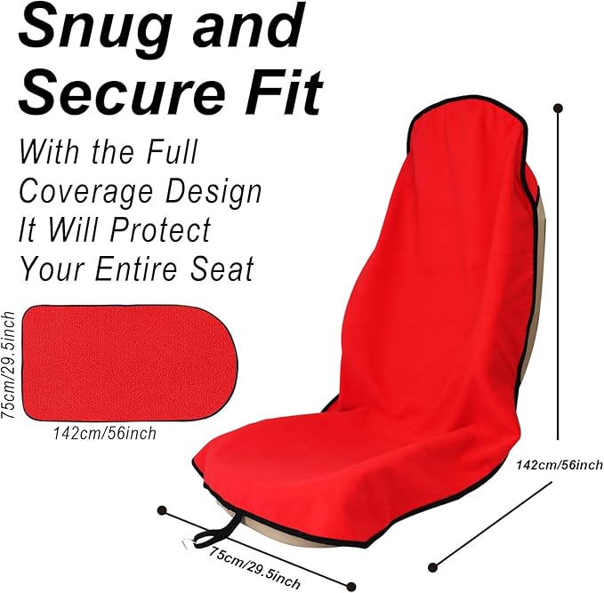 LoyaGour Car Seat Cover Protector Front Seats,for Gym Workout,Running,Swimming,Beach and Hiking,Waterproof Sweat Towel Bucket Seat Covers for Cars SUV Trucks (Red, 1Pcs)