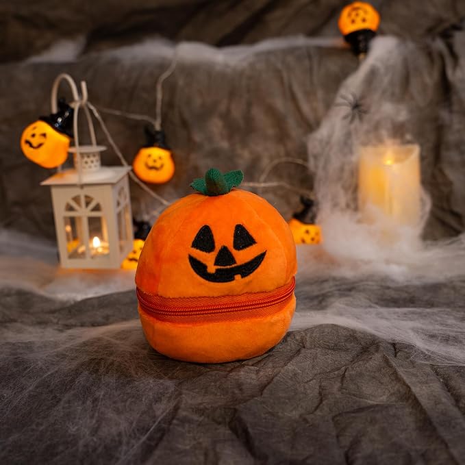 Plushland Halloween Zip-Up Pumpkin Stuffed Animal Plush Toys,Hideaway Spooky Black Cat Bat Ghost Capybara Plush Halloween Toy for Festive Decorations & Fun Surprises 6 Inches (Capybara)