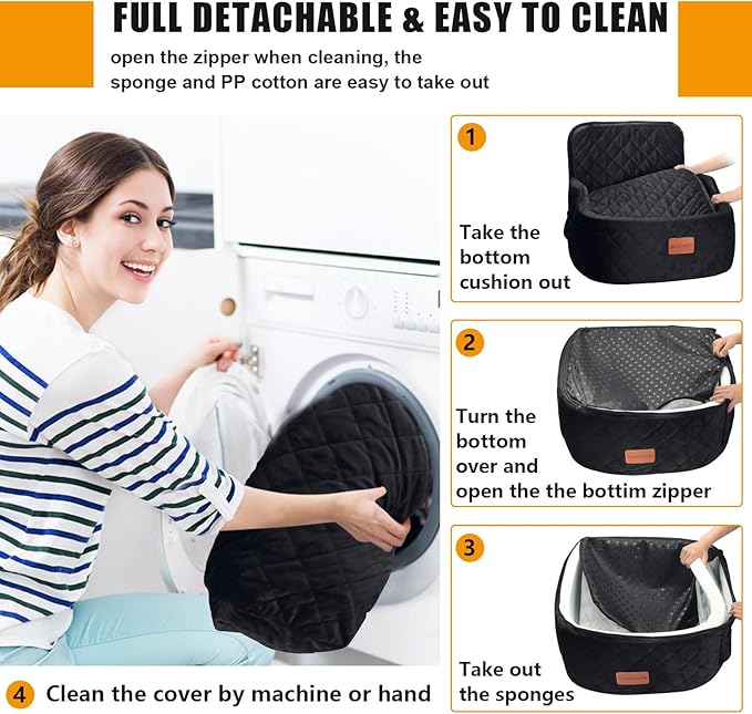 BCOCHAO Dog Car Seat for Small and Medium,Memory Foam Pet Booster Seats,for Dogs Car Ded Weighing no More Than 35 pounds,Removable and Easy to Install,Equipped with Storage Bag and Dog Blanket.