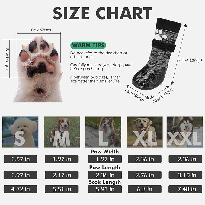Mihachi Dog Socks Anti Slip with Straps Traction Control Waterproof Paw Protector, Dog Boots for Hardwood Floors Prevent Licking, Black XL