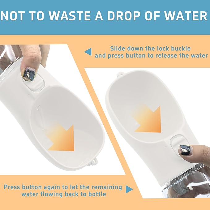 Maiiu Portable Travel Dog Bottle with Bowl, Leak Proof, Convenient for Walking, Hiking and Camping (White, 12oz)