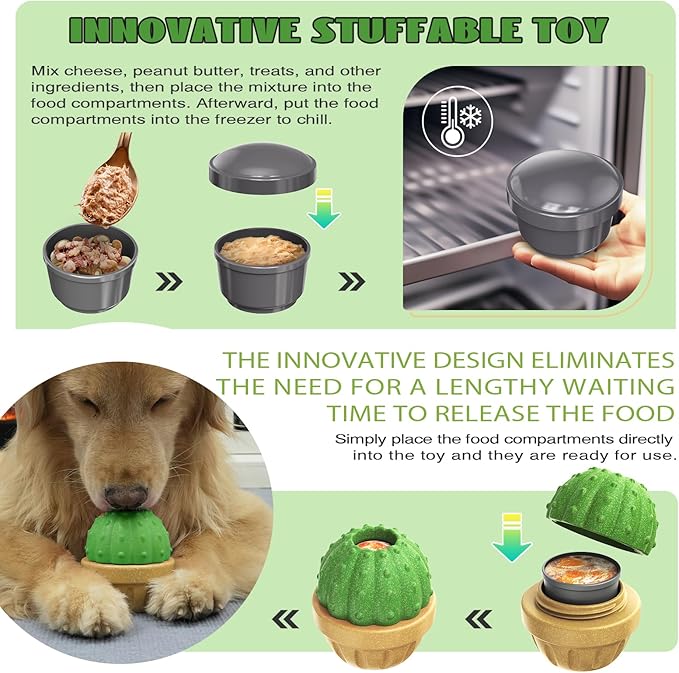 DSUMD Interactive Dog Toys, Frozen Treat Dispensing for Aggressive Chewers, Indestructible Nylon Chew Toy, Slow Puzzle Feeder for Healthy Eating, for Small Medium Large Breed to Keep Them Busy, Green