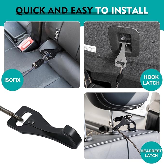 Libbipaw Chew Proof Dog Seat Belt for Car, 32 inch Black Dog Car Harness with Latch Bar Attachment and Aviation Aluminum Carabiner Up to 1000 lbs, Secure Dog Seatbelt Leash 2 Pack