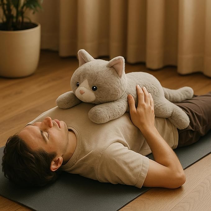 WEIGEDU Weighted Cat Stuffed Animal Plush Toy with Embroidered Eyes and Removable Weight Pack - 28 Inches, 5 lbs for Kids and Adults