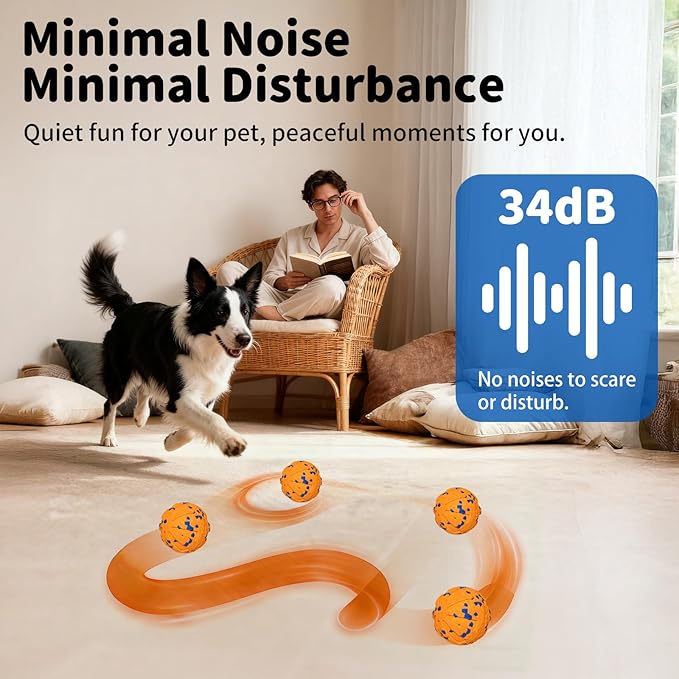 JoyBruko Interactive Dog Toys Ball, Moving Dog Toys to Keep Them Busy, Automatic Self Rolling & Bouncing, Soft E-TPU Material IPX7 Waterproof, Enrichment for Small Medium Large Breeds, Orange