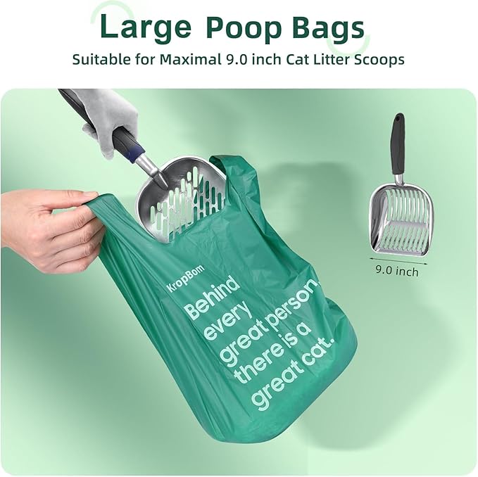 60 Count Cat Poop Bags Large Pet Waste Sacks with Handles, Disposable Litter Bags for Pet Poop, Extra-Thick Waste Bags Easy Tie Leak-Proof Strengthen Unscented