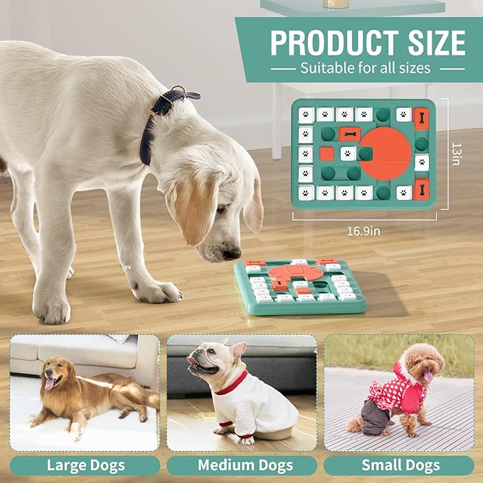 FOXMM Dog Puzzle Toys,Interactive Treat Puzzle Dog Toy for IQ Training & Mental Stimulating,Treat Puzzle Dispensing with Squeaky Design for Large Medium Smart Dogs