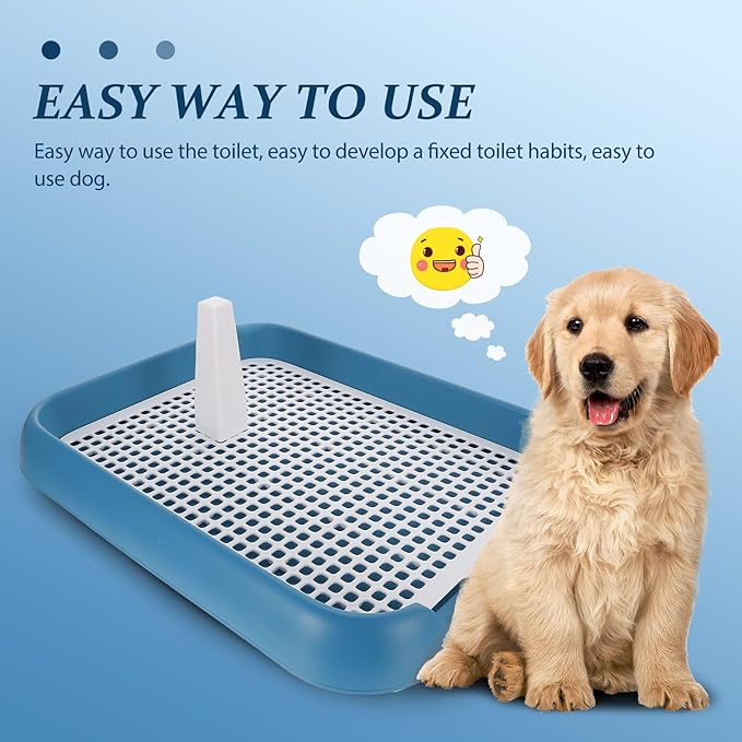 Anti- Mesh Dog Toilet Tray for Puppies Portable Indoor Pet Potty with Leak-Resistant Raised Edges Plastic Puppy Training Potty for Small to Dogs