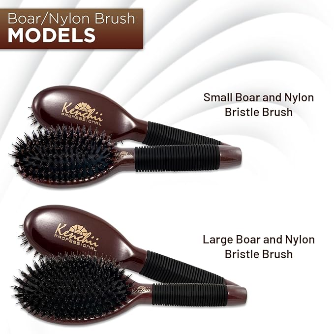 Kenchii Boar and Nylon Bristle Dog/Cat Grooming Brush with One-Piece Maple Body-Choose Size Large, Small (Small)
