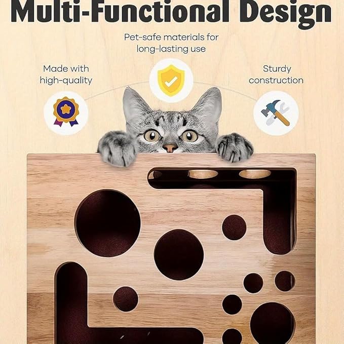 Cat Nail File Enrichment Box, 2026 Upgrade Cat Scratch Puzzle Enrichment Box, Nail File Stress Free Alternative to Clippers and Grinders, Puzzle Enrichment Scratcher for Indoor Cats Scratching (Box)
