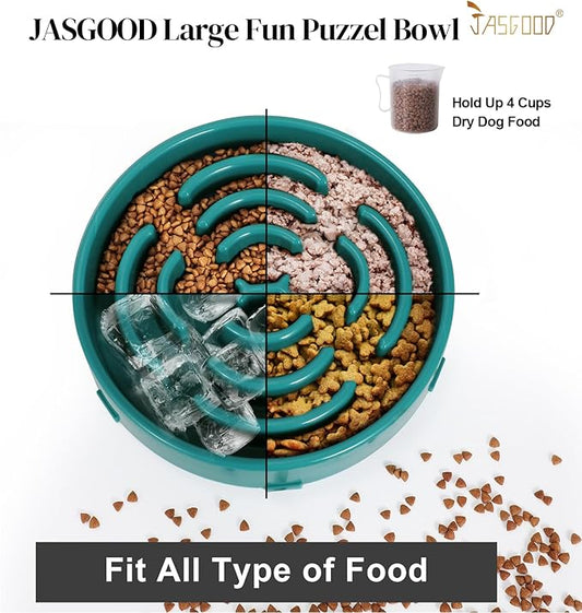 Slow Feeder Dog Bowls for Large Dogs Anti-Chocking Slower Feeder Dog Puzzle Bowl Pet Slow Eating Interactive Bloat Stop Dog Food Bowl JASGOOD,Dark Green,Large