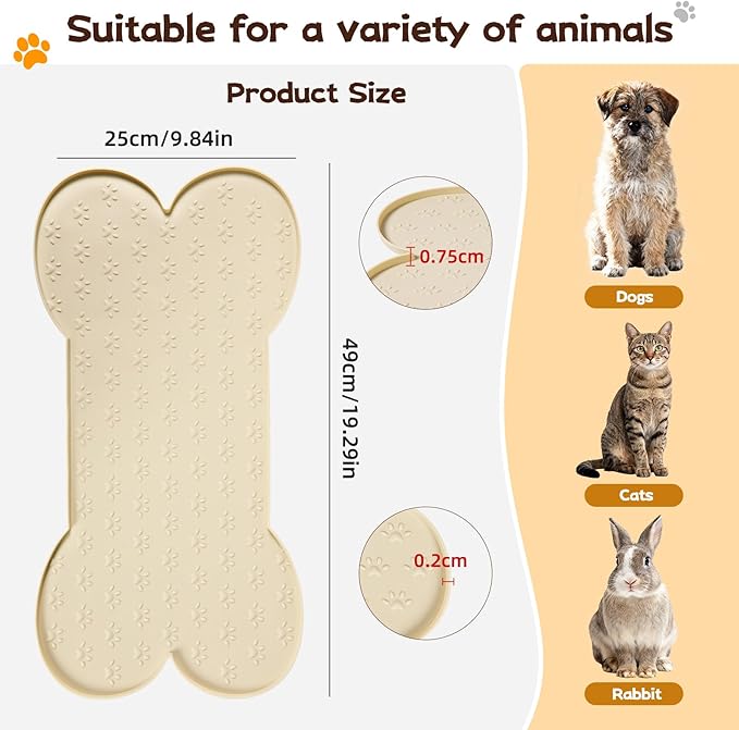 Dog Food Mat Anti-Slip Silicone Bowl Mats for Food and Water, Thicker Pet Placemat Waterproof Cat Feeder Pad with High-Lips Prevent Messy Spills to Floor Suitable for Medium and Small Pet