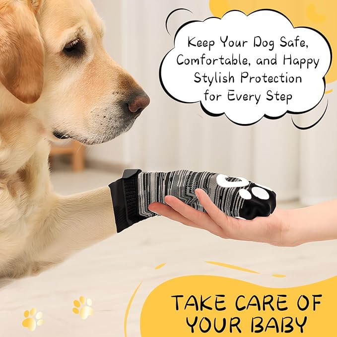 6 Pcs Non Slip Dog Socks to Prevent Licking Paws, Double-Sided Grip Anti-Skid Paw Protectors for Hardwood Floors,Hot/Cold Pavement Traction Control for Small Medium Large Senior Dogs
