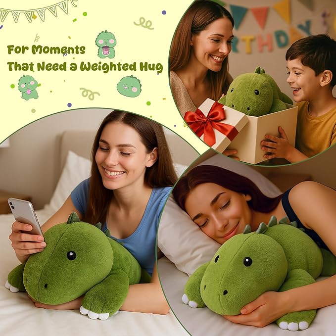 SQEQE Weighted Stuffed Animals Dinosaur Plush, Weighted Stuffed Animals Dino Plushies for Cozy Comfort, Soft T-Rex Pillow Toy for Kids Adults, Christmas & Birthday Gifts 23.6 Inch 3.8 Lbs